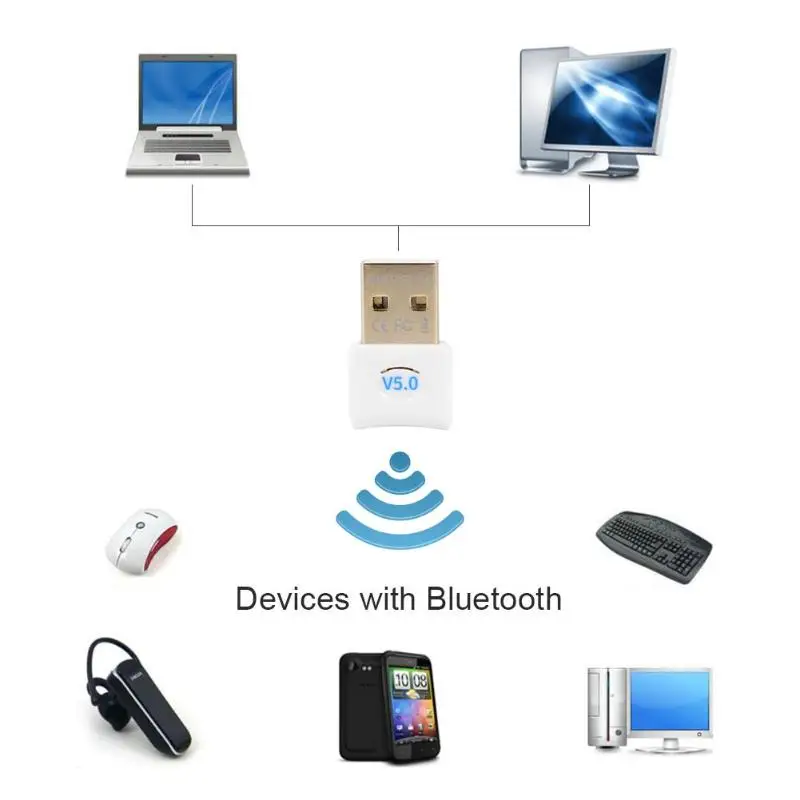 USB Bluetooth 5,0 адаптер ключа с CD встроенным драйвером для bluetooth-устройств, применимых к Windows 7/8/10/Vista/XP MAC OS X