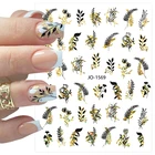 Черная бронзовая Золотая 3D наклейка для дизайна ногтей Бронзовый черный золотой лист узор для лица переводная наклейка аппликация слайдер дизайн ногтей