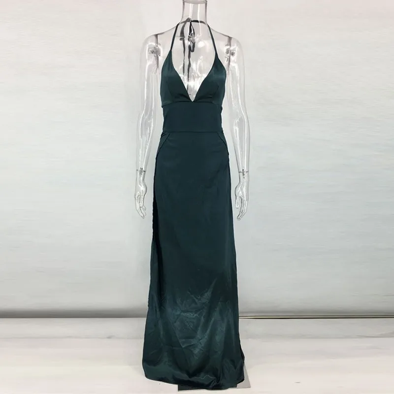 Женское атласное рождественское платье без спинки Сексуальные вечерние платья