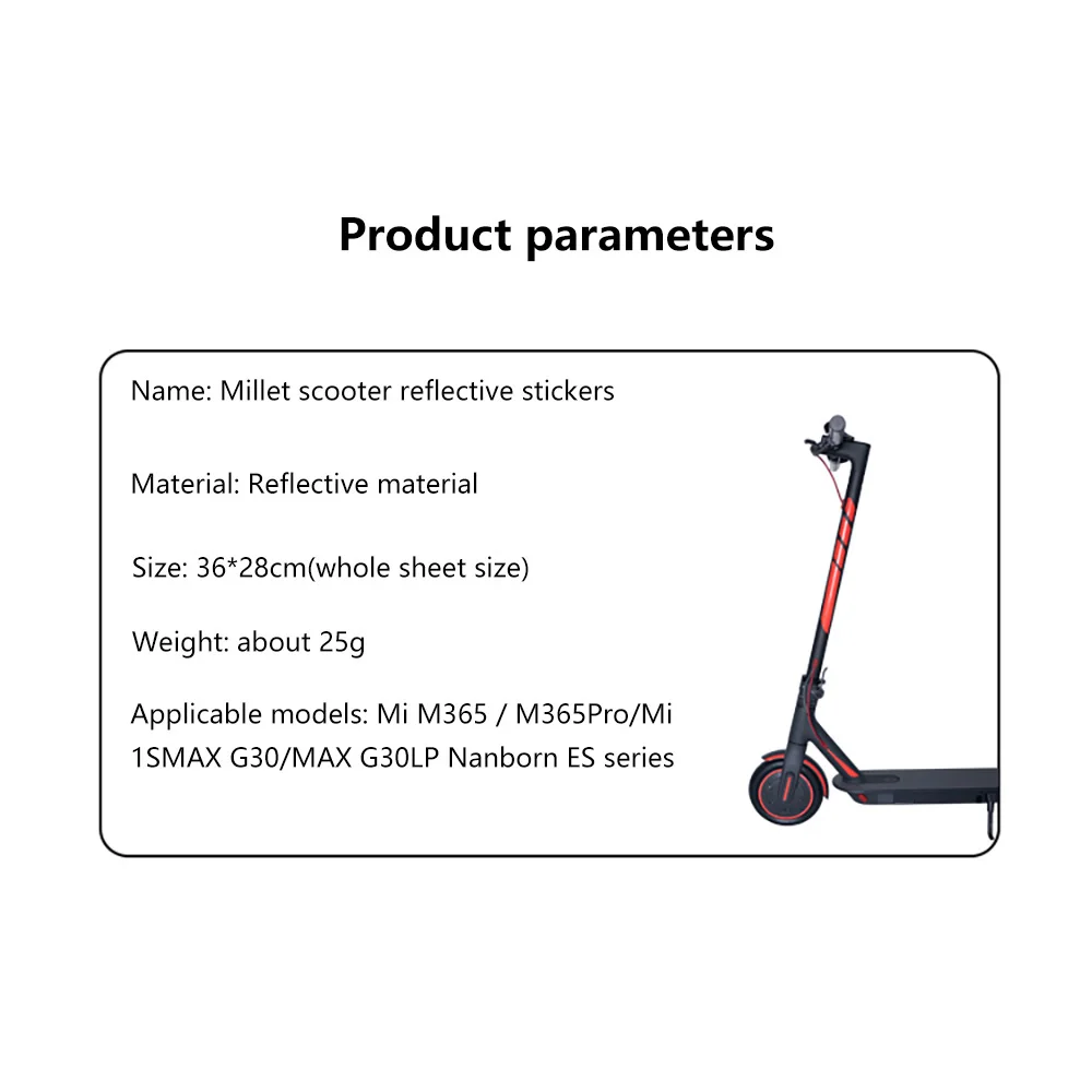 

Reflective Stickers Decal Safety Mark Reflective Strips Warning Stickers for Xiaomi M365/Pro Scooter Exterior Accessories