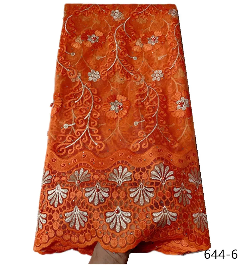 

Latest Design African Beaded Net Lace Fabric High Quality Nigerian Embroidery French Mesh Lace Fabric For Wedding Sewing 644