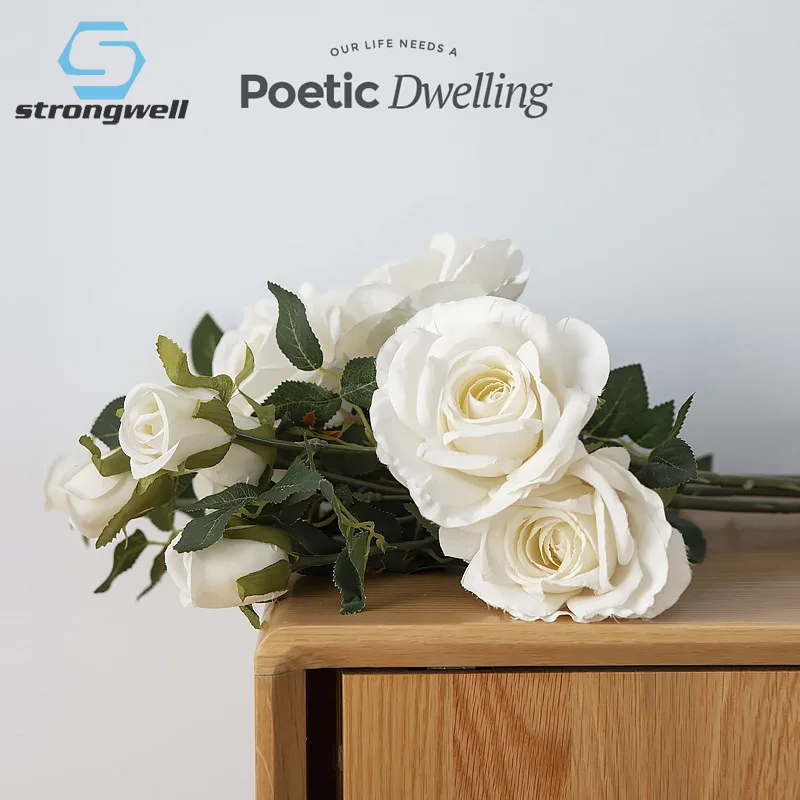 Strongwell Европейская Одиночная искусственная Роза Шелковый цветок свадебный букет