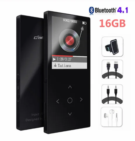 Chenfec-C8-fullset Bluetooth 4,1 MP3 музыкальный плеер 16 Гб сенсорная кнопка с 1,8 дюймовым цветным экраном ультра тонкий с fm-радио, диктофон, электронная книга - Цвет: Chenfec-C8-fullset