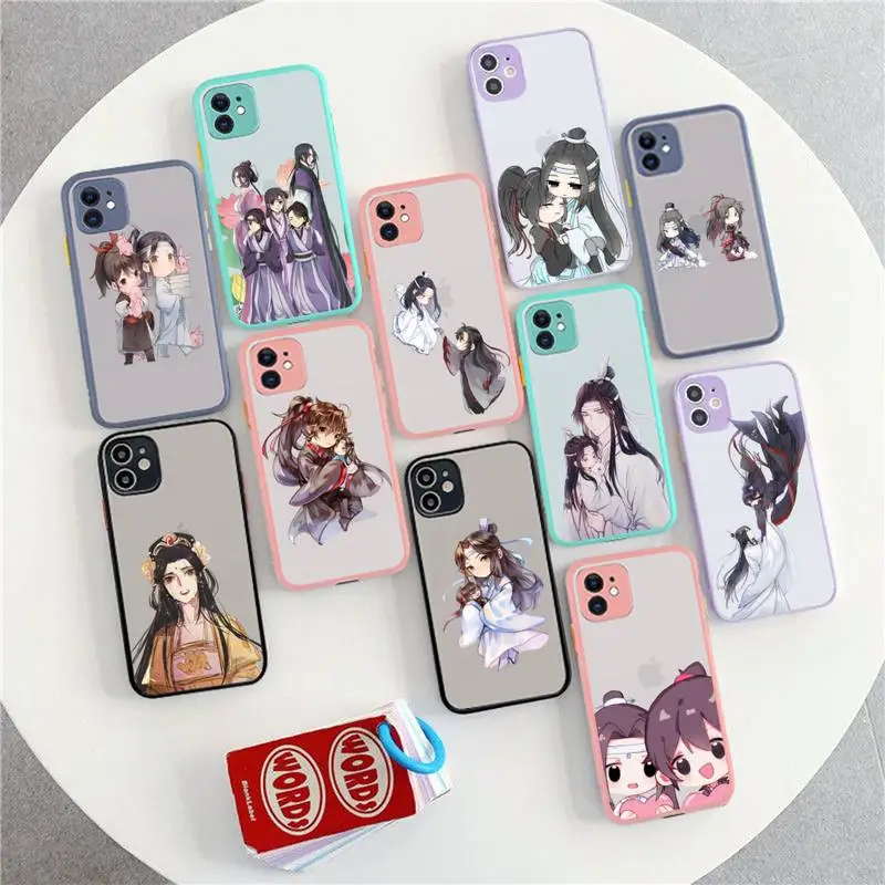 

TOPLBPCS Mo Dao Zu Shi MDZS Anime Phone Case for iPhone X XR XS 7 8 Plus 11 12 pro MAX Translucent Matte Shockproof Case