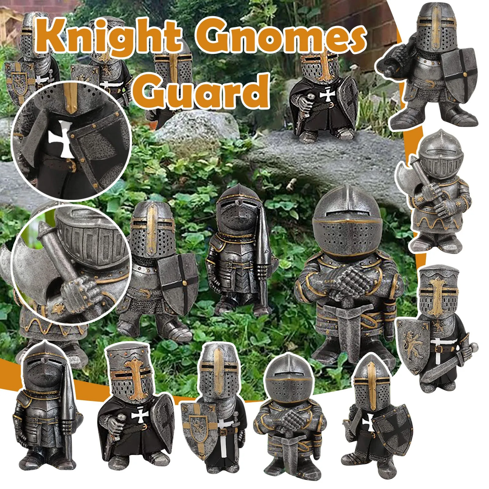 

Knight Gnomes Guard Medievals Crusader Knight Suit Statue Templar Figurine Toy Birthday Halloween Toy Gifts Home Accessories