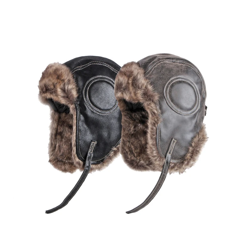 aliexpress.com - Winter Ushanka Hat Men Women’s Pilot Aviator Bomber Trapper Hat Faux Fur Soft Leather Snow Cap with Ear Flaps Russian Hat