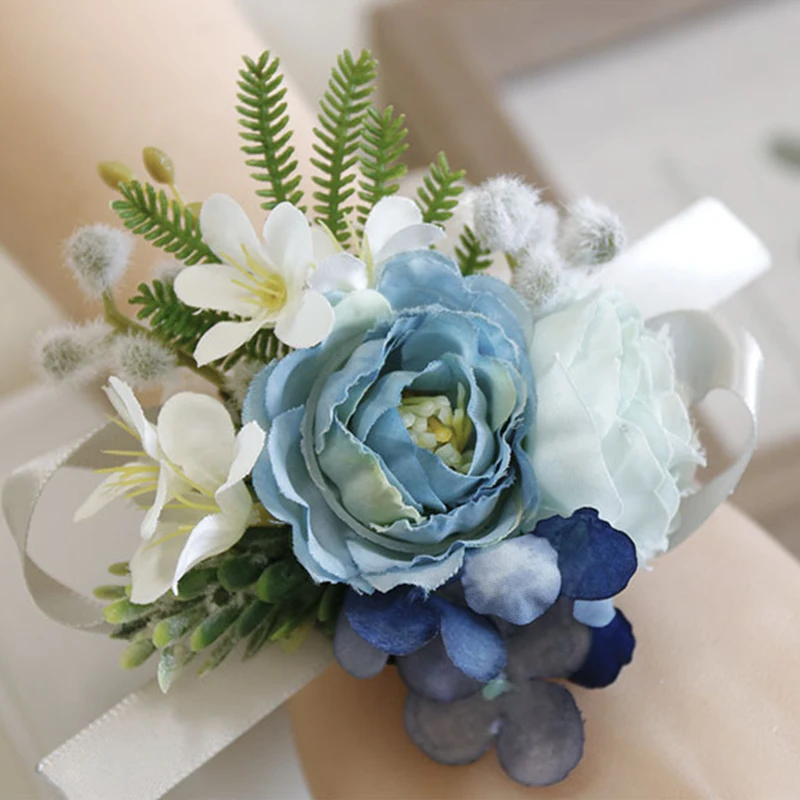 Шелковые розы браслеты на запястье свадебная бутоньерка аксессуары для