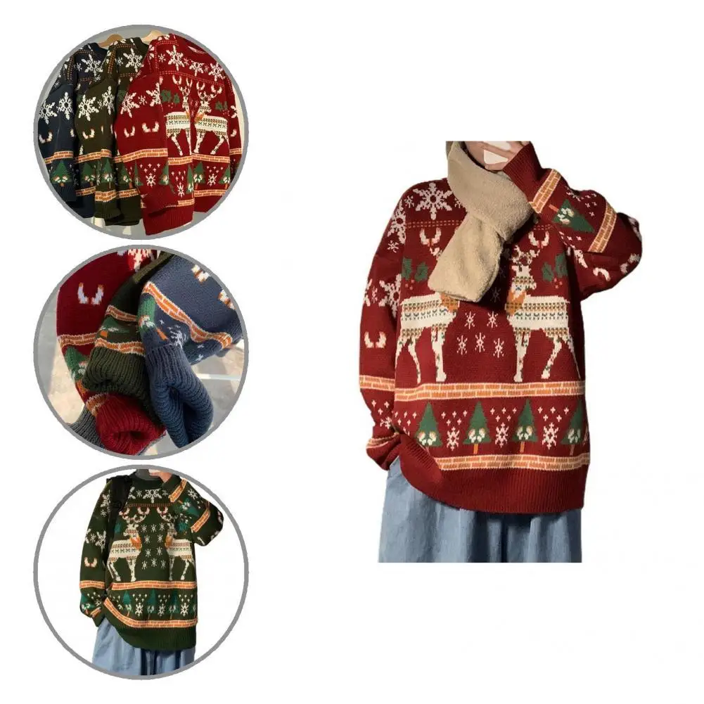 

Pullover Great Skin-friendly New Year Sweater Snowflake Autumn Sweater Knitted for Going Out