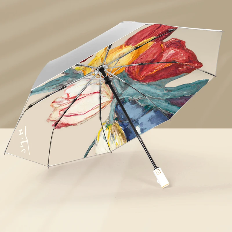 Paraguas con temática floral para mujer, sombrilla para lluvia y sol, Sombrillas...