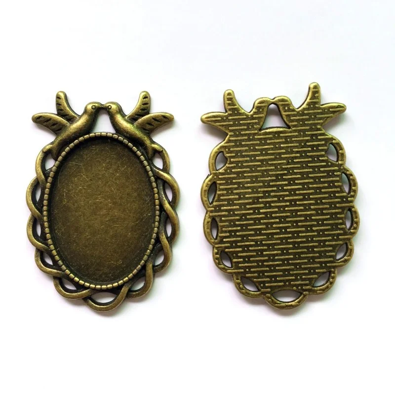 5шт/лот 18x25мм самостоятельно изготовленная основа для ювелирных изделий в форме овала стеклянного кабошона, античная бронзовая подвеска MC-101