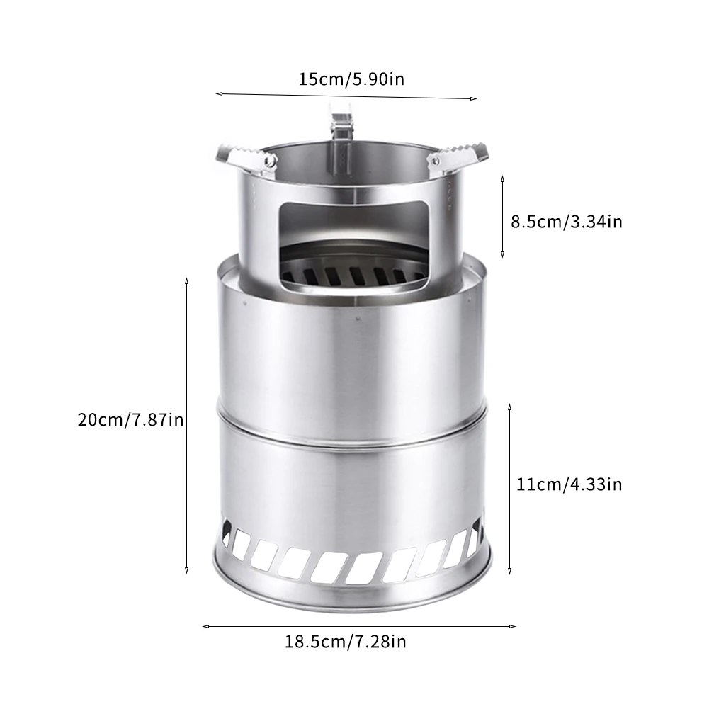 

Portable Wood Stove Outdoor Stove Cooking Stove Light Stainless Steel Barbecue Cooking Picnic Camping Wood Stove Backpack Stove