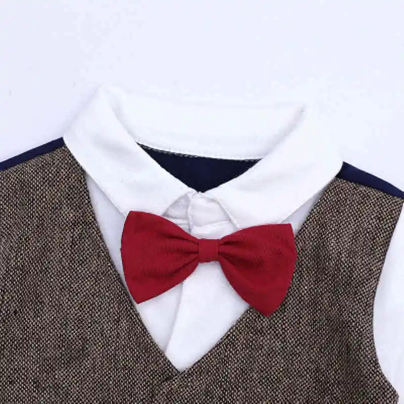 Baby boy clothes full sleeve knitted cotton Kids clothing romper for gentleman jumpsuit 3-24M baby bodysuit rompers | Детская одежда и