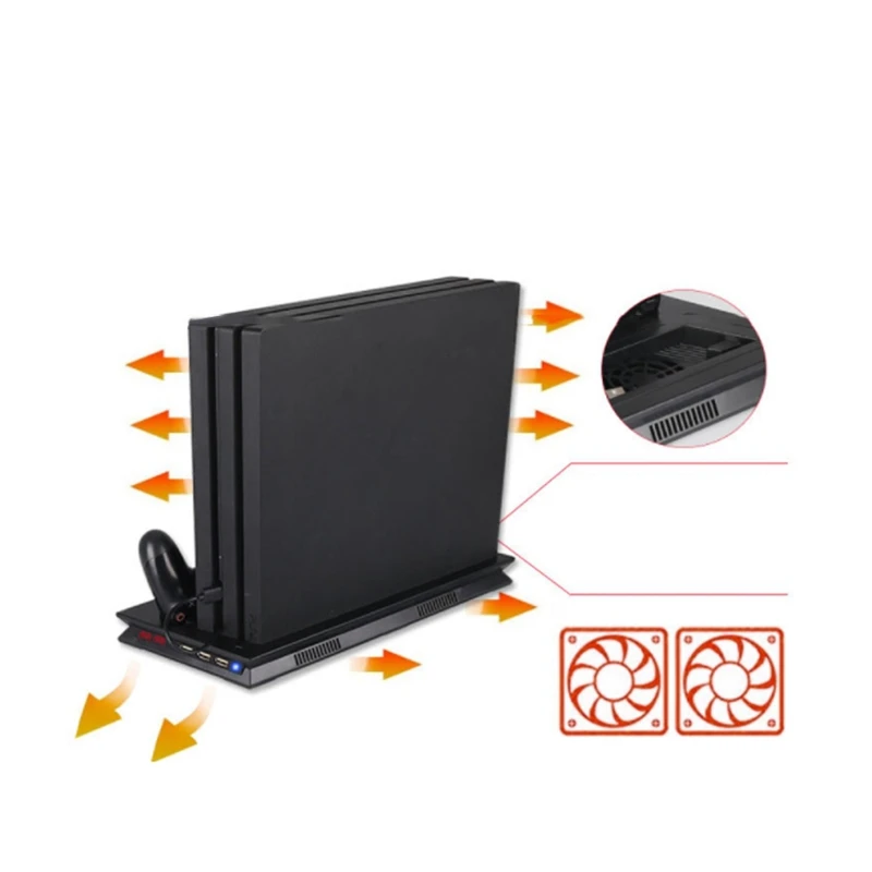 Вертикальная подставка с охлаждающим вентилятором для PS4 Slim/Pro/Обычная Playstation 4