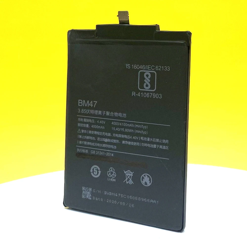 Высококачественный новый аккумулятор BM47 4000 мАч для смартфона Xiaomi Redmi 3S 3X 4X 3