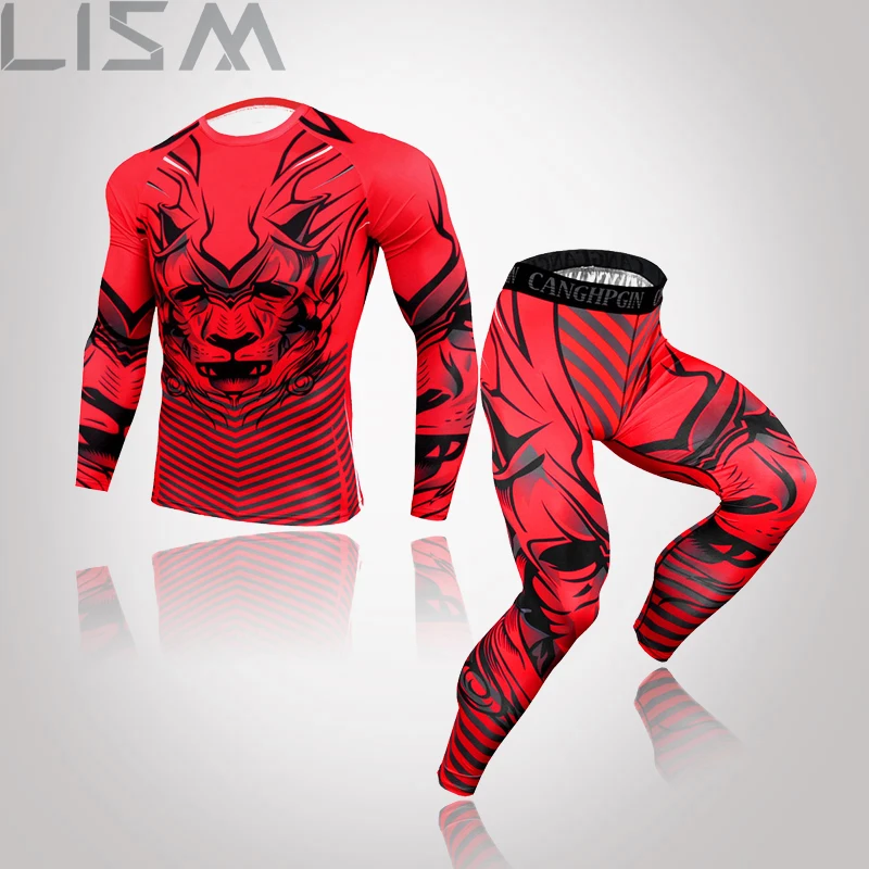 

LISM Men's Compression Sportswear Suit Gym Leggings Training Suit Long-Sleeved Sports Men's Running Thermal Long Underwear Suit