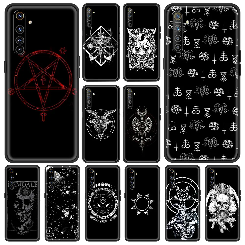 

Силиконовый чехол Lavaza с пентаграммой 666, демонический, сатанический чехол для Oppo A53, A52, A9 2020, черный чехол для Realme 8, 7, 6 Pro, C3, C21