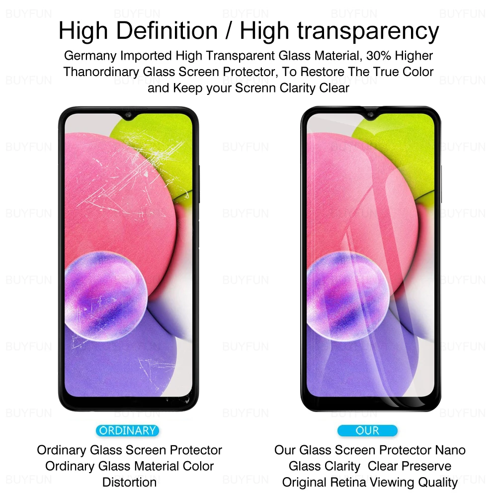 Защитная пленка для объектива камеры Samsung Galaxy A03S с полным покрытием закаленное