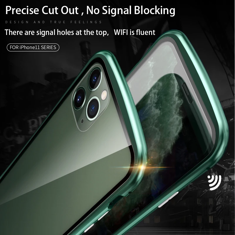 Для iPhone 11 2019 металлическая рамка двустороннее закаленное стекло для Pro Max ОСА