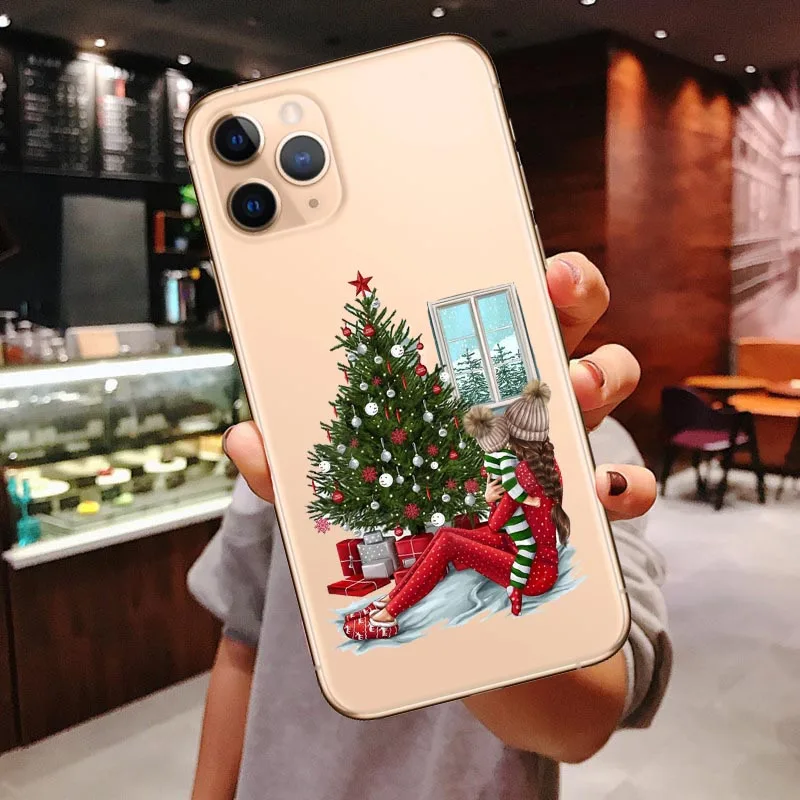 

Merry Christmas Princess Female boss coffee Phone Case For iPhone 11 Pro Max 12 mini SE 7 8 Plus XS Max XR Vogue girl Soft Cover