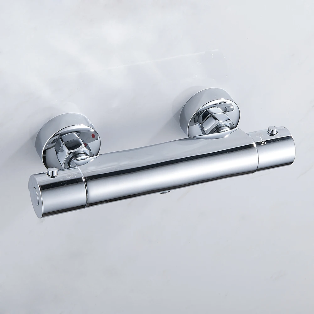 

Bath Shower Faucet Thermostatic Shower Faucets Wall Mounted Mixer Valve Tap Thermostatic Shower Mixer Bathroom Twin Outlet Tap