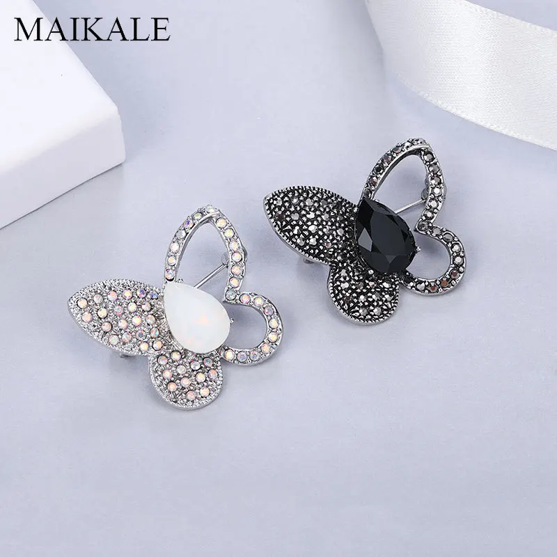 

MAIKALE Crystal original design Butterfly Brooch For Women Pins Heart Rhinestone lnsect Brooch Luxury Korean Jewelry 2021 Gift