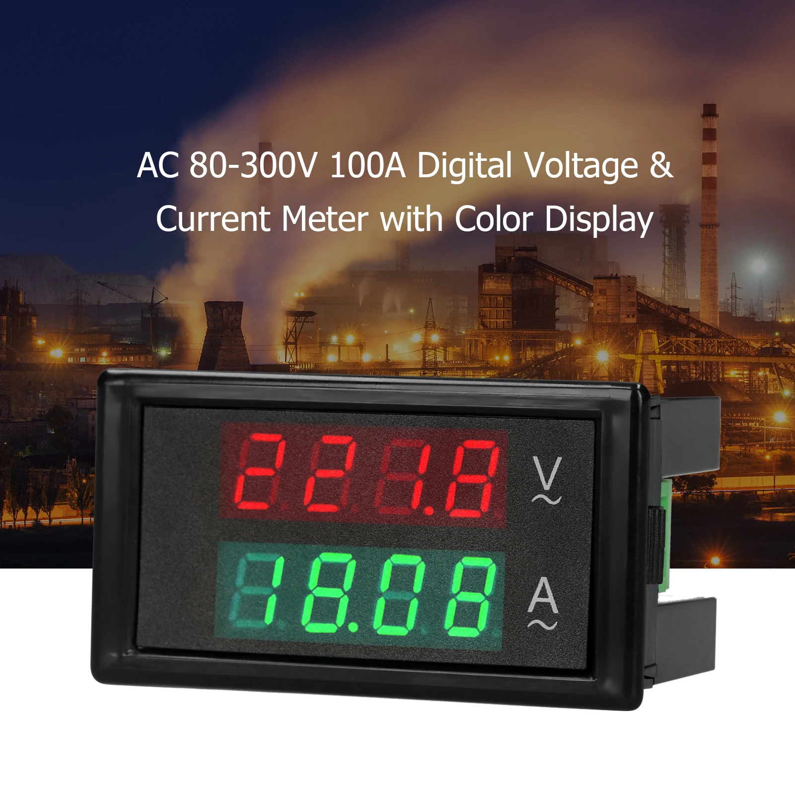 

AC 80-300V 100A цифровой вольтметр Амперметр переменного тока тестер Датчик зеленый красный светодиодный Ампер Dual AC Панель Измеритель Тока Тесте...