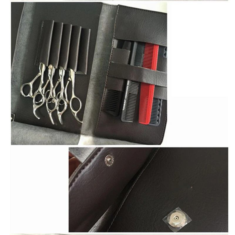 

Foldable Hair Scissor Bag PU Leather Scissors Pack Barber Hairdressing Tool Pouch Case