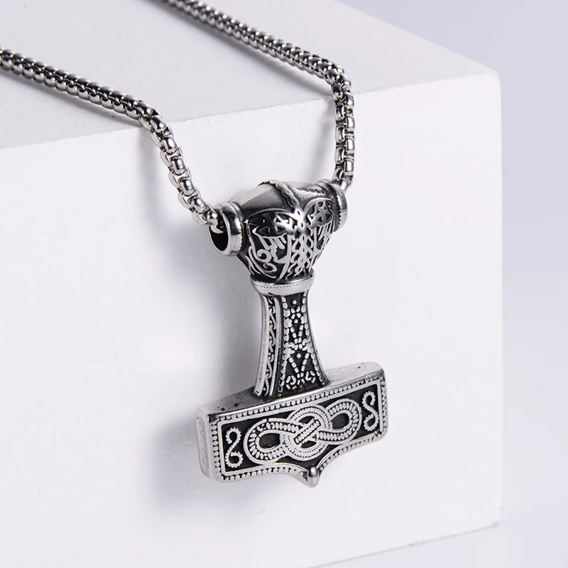 

Fine Handmade Vintage 316L Stainless Steel Viking Thor's Hammer Men's and Women's Jewelry Pendant Necklace