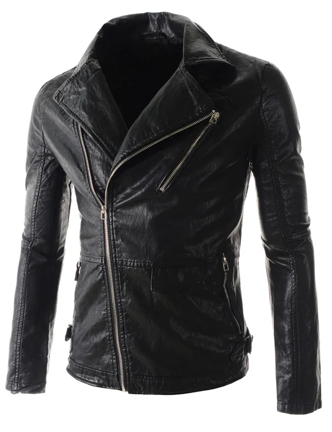 Молния Мужчины искусственная кожа куртка английский стиль бомбер куртки и
