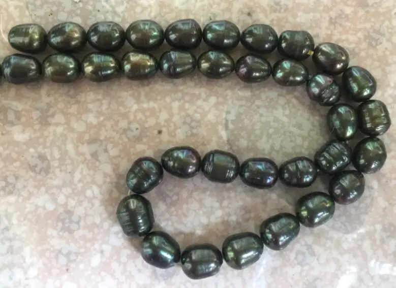 

Элегантное ожерелье из черного и зеленого жемчуга 9-10 мм в стиле барокко, 18 дюймов, 14 к