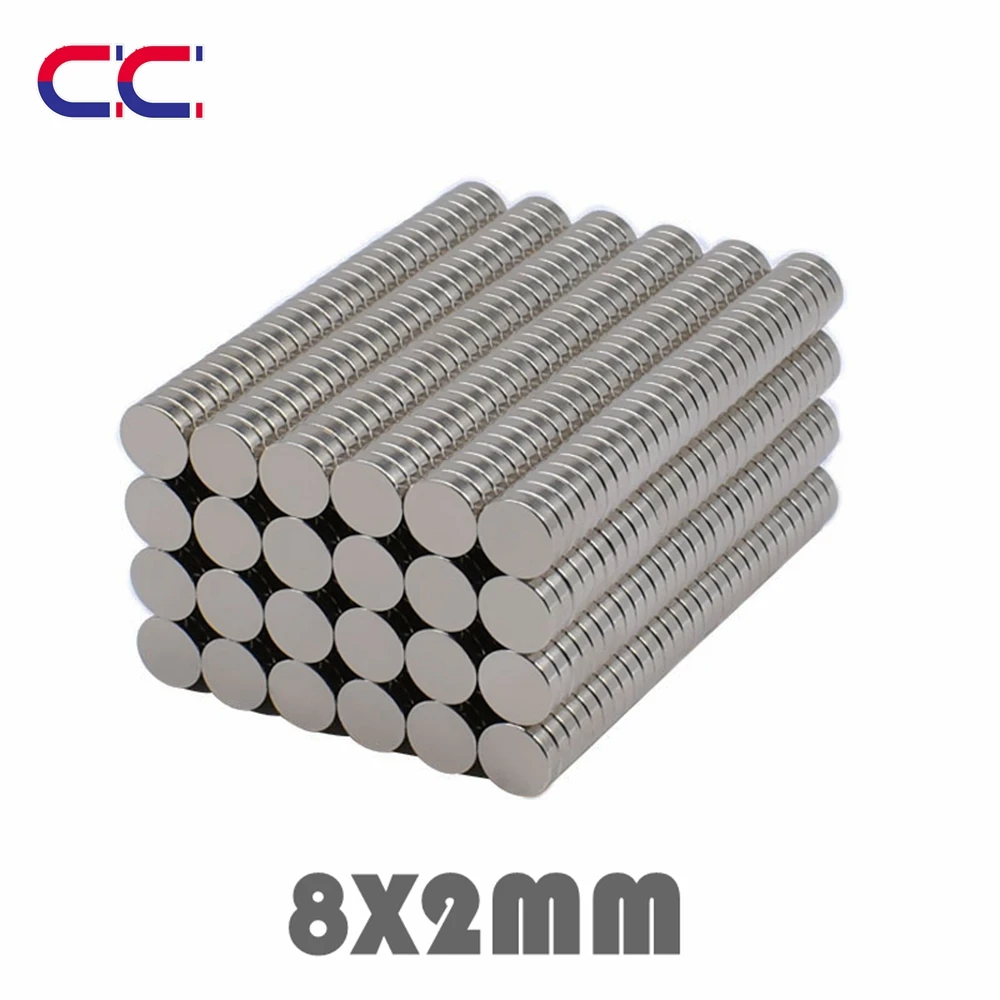 50/100/200 шт 8x2 мм Неодимовый Магнит Сильные круглые магниты N35 диск 8*2 поисковый