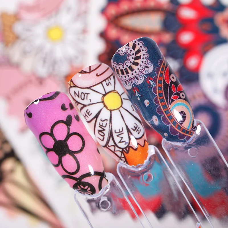 1 Лист наклейки для ногтей дизайн штампов полный стикер переноса воды DIY