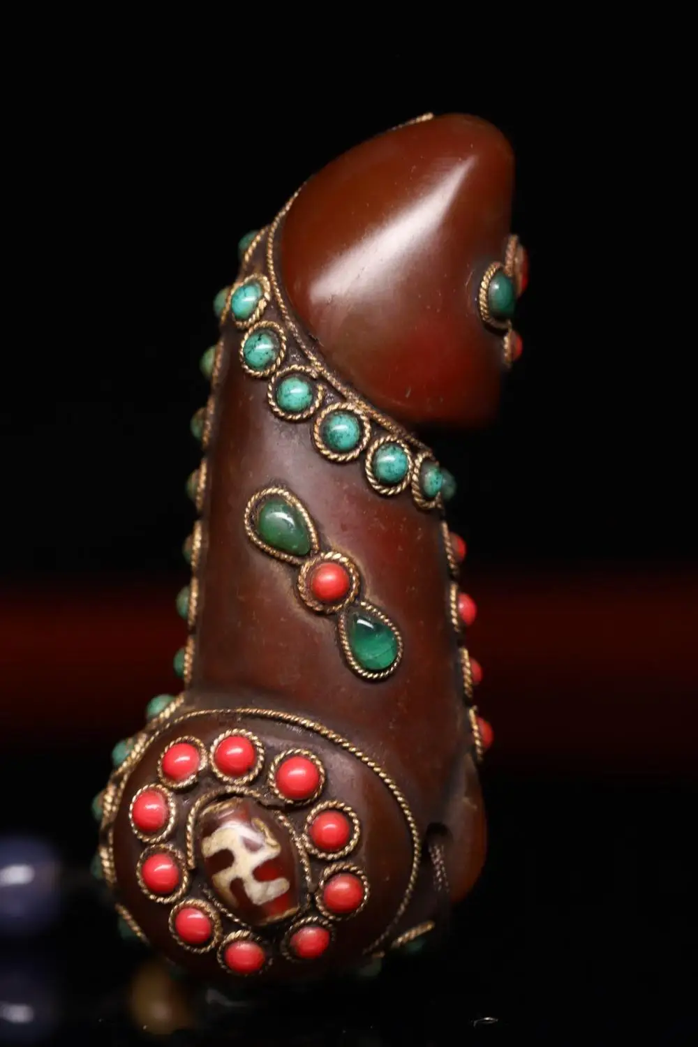 

wedding decoration Tibet Collection Natural Agate Handmade Filigree Inlaid Gemstone, Dzi Bead Yaowu Yangwei Pendant