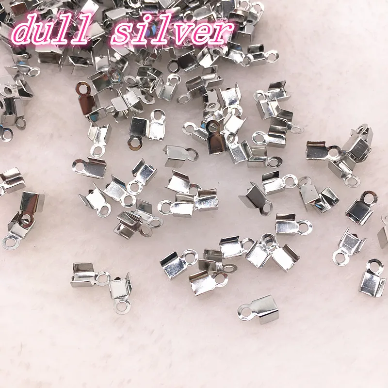 04 dull silver Хит 200 шт./лот, 2x6/4x8 мм, Обжимные бусины, застежки, заглушки для шнура, заглушки для шнура, лента, кожаный зажим, заглушка для ожерелья, разъемы - Цвет: 04 dull silver