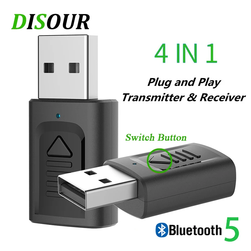 Bluetooth ресивер AUX USB 4 в 1 3 5 мм комплект для автомобиля динамик передатчик тв пк