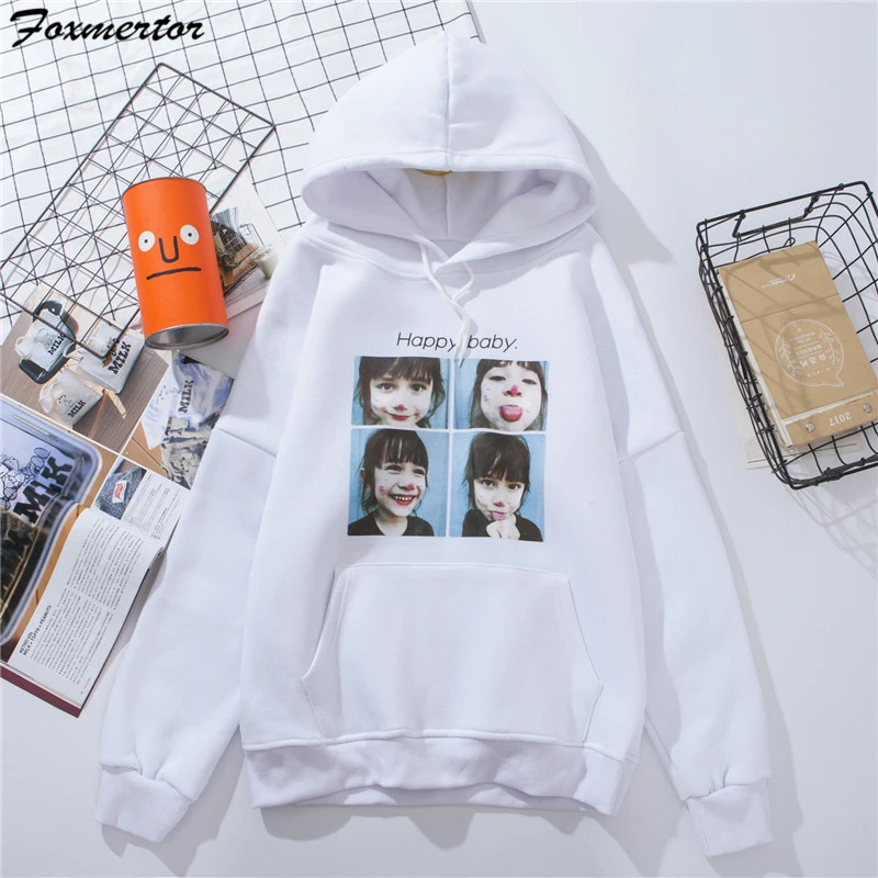 White 4 Теплая Женская толстовка с капюшоном, зимняя Толстовка свободного кроя, Женская Толстовка Harajuku с буквенным принтом, пуловер с длинным рукавом, более размера d, пальто с капюшоном - Цвет: White 4