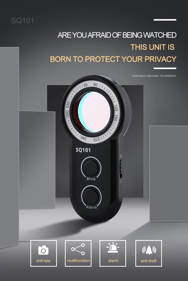portable anti spy hidden candid camera and bug detector finder anti theft alarm camera detector professional lens detector free global shipping