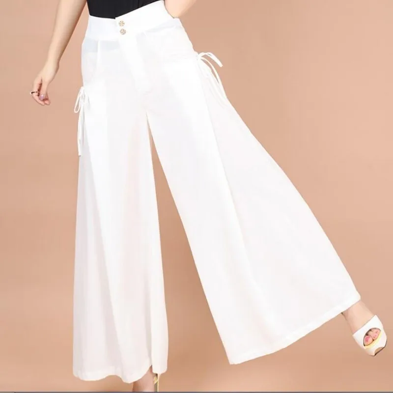 Весенние женские широкие брюки с высокой талией модные дизайнерские свободные