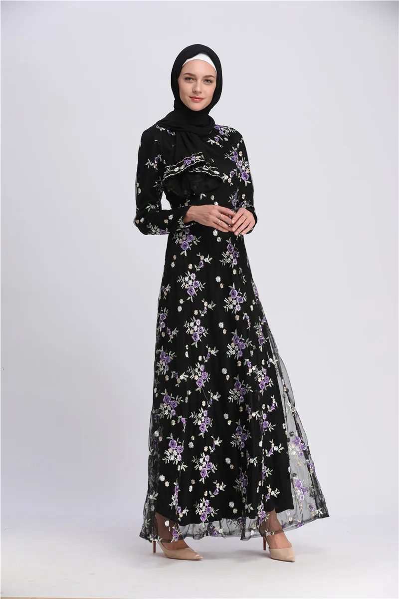 Фото Muslim Embroidery Abaya Lace Floral Maxi Dress Cardigan Long Robes Tunic Kimono Ramadan Islamic Prayer Clothing Worship Service Muslim Embroidery Abaya Lace Floral Maxi Dress Cardigan Long Robes Tunic Kimono Ramadan Islamic Prayer Clothing Worship Service