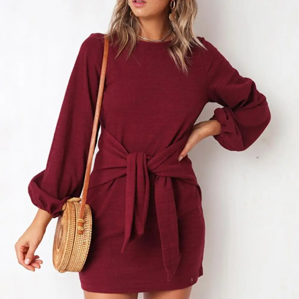 Повседневное сексуальное платье женское однотонное платье-фонарик вечернее с