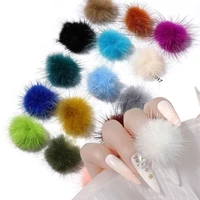 24pcs nail magnetic fur poms fluffy plush ball nails 3d soft pom charms for girls women nails art colorful pompom ball charms1p