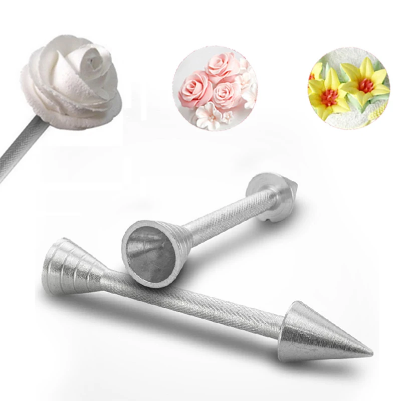

Roses Flower Holder Decoration Pastry Sticks Baking Cone Cream Roses Flower Aluminium Alloy Cake Decoration Baking Pastry Tools