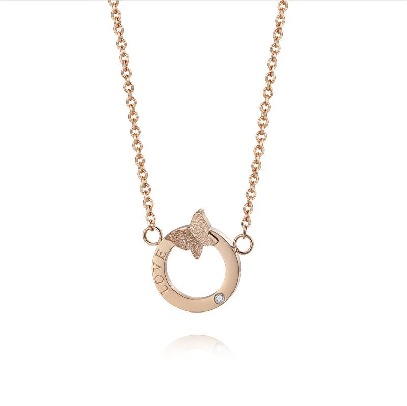 

2021 New Hot Sale Fashion Ring Necklace LOVE Butterfly Real Diamond Necklace Diamond Necklace