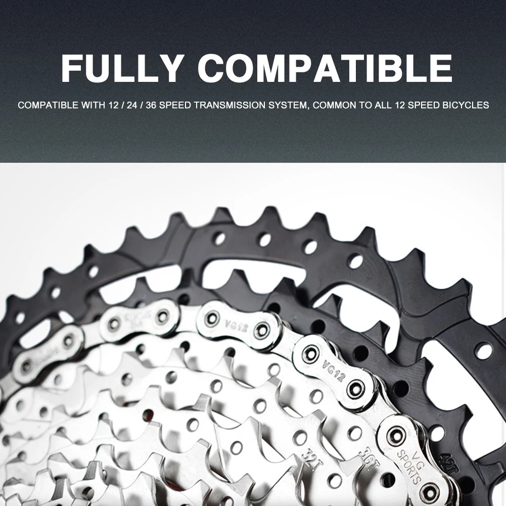 

Sports Bicycle Chain 12 Speed Steel 126 Links MTB Road Bike Half Hollow Chain Wear Checker Indicator Repair Tool