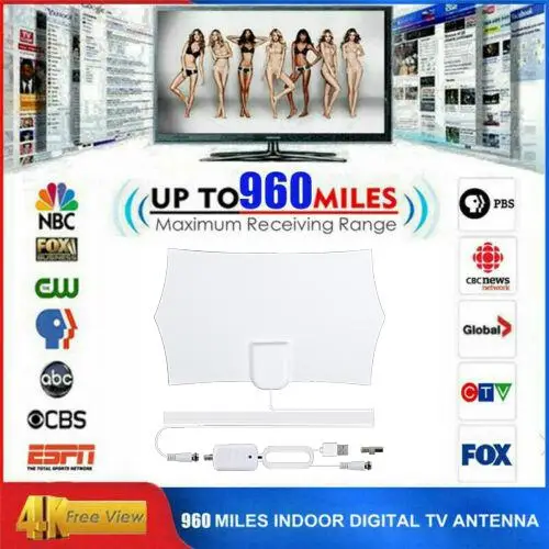 

LumiParty 960 Mile Range антенна ТВ цифровая HD Skywire 4K HD TV 1080P Внутренняя с усилителем r20