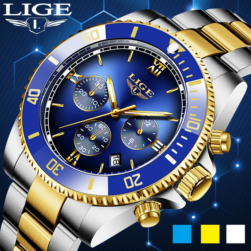 

2020 LIGE New Fashion Mens Watches Top Brand Luxury All Steel Sport Watch For Men Waterproof Quartz Clock Relogio Masculino+Box