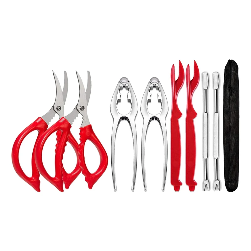 

8Pcs Seafood Tools Set Crab Lobster Crackers Stainless Steel Seafood Crackers & Forks Lobster Crab Leg Nut Crackers