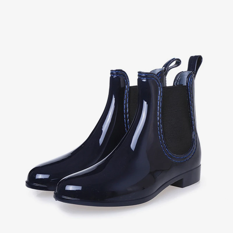 

Timalina Women Ankle Boots Slip On Low Heels Ankle Rain Boots Ladies Shoes Platform Spring/autumn Waterproof Female Solid