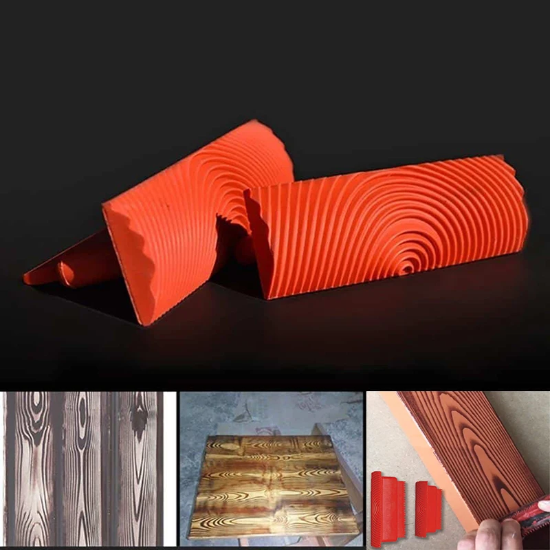

Red Rubber Wood Grain Paint Roller Brush Imitation Wood Graining Wall Paint Tool Roller DIY Wall Art Graining Painting Tools