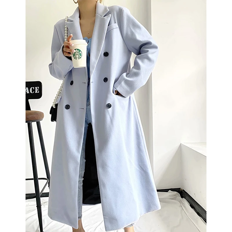 

Пальто женское Шерстяное с карманами, с длинным рукавом, зима 2021